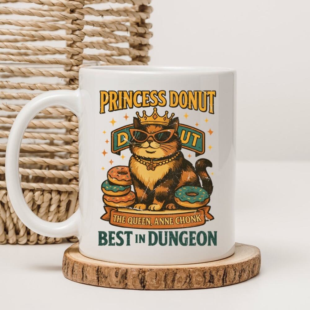 Dungeon Crawler Carl 15 oz Mug Coffee Cup Donut Cat Funny Novel Book 25